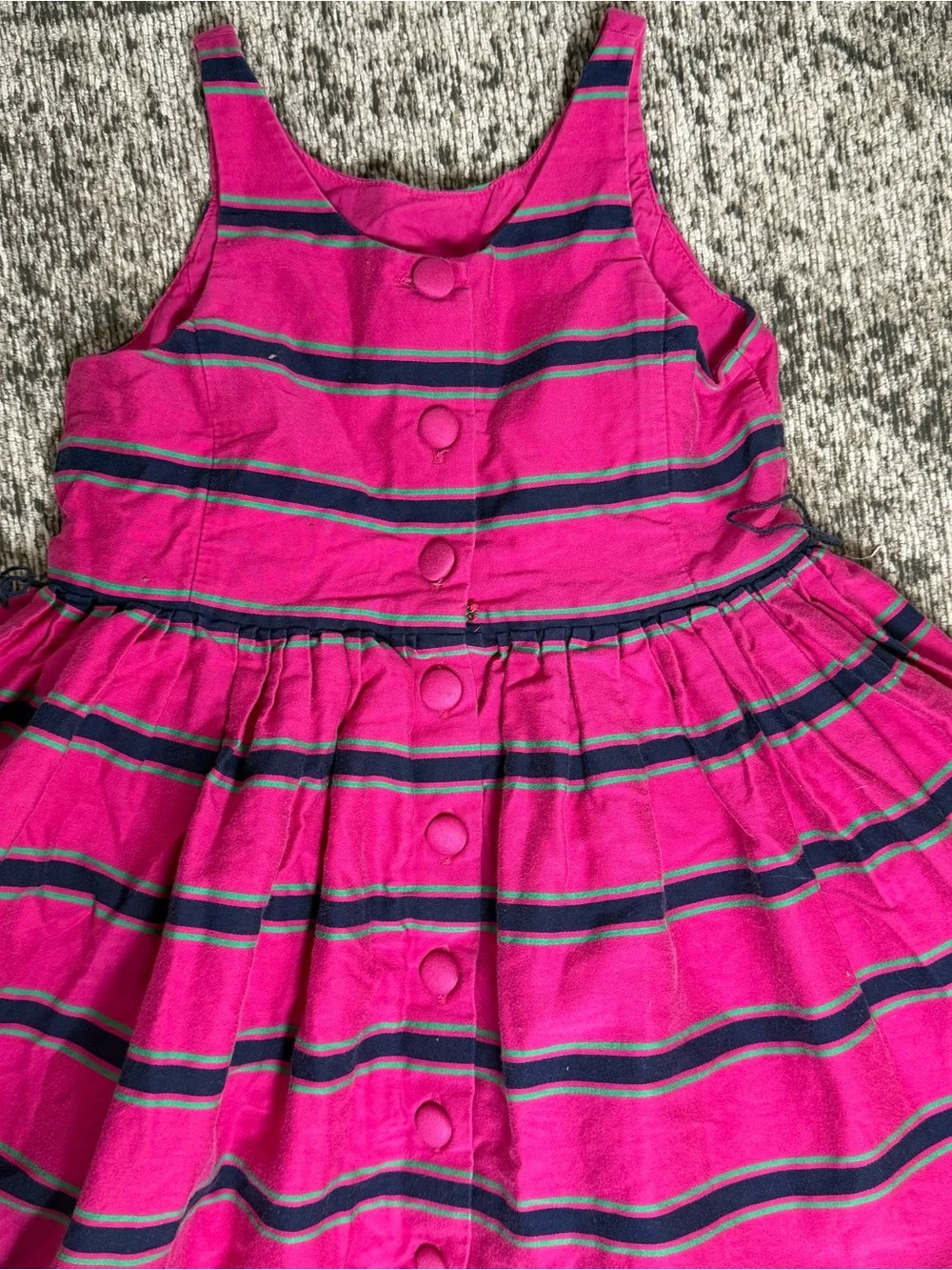 Polo Ralph Lauren Girls Pink Navy Blue Striped A-Line Sleeveless Party Dress Fit